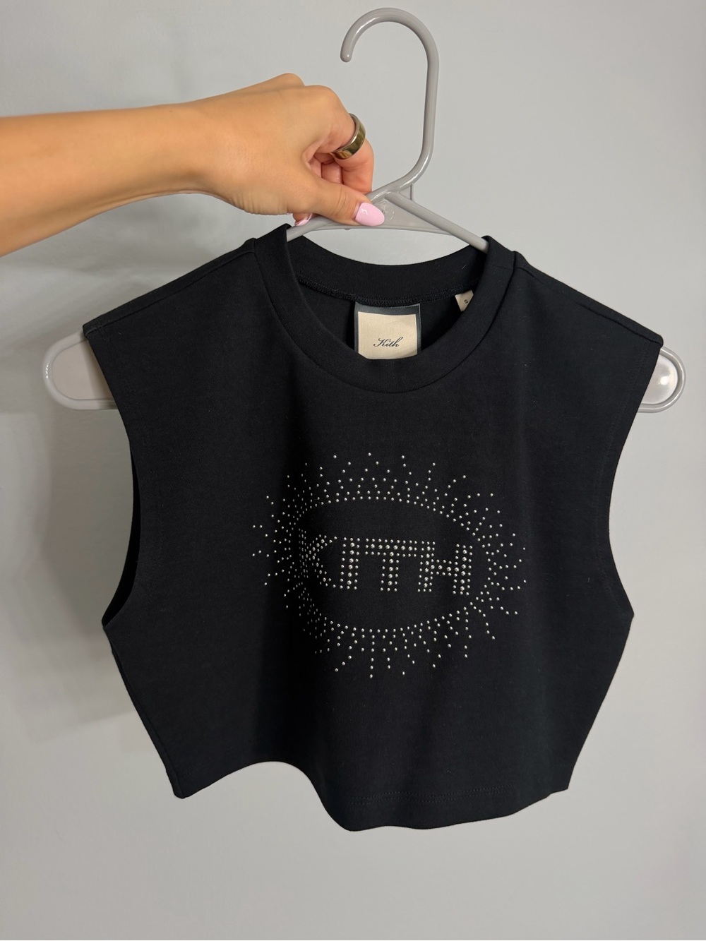 Kith Black Tank Top with Crystal Stud Logo
